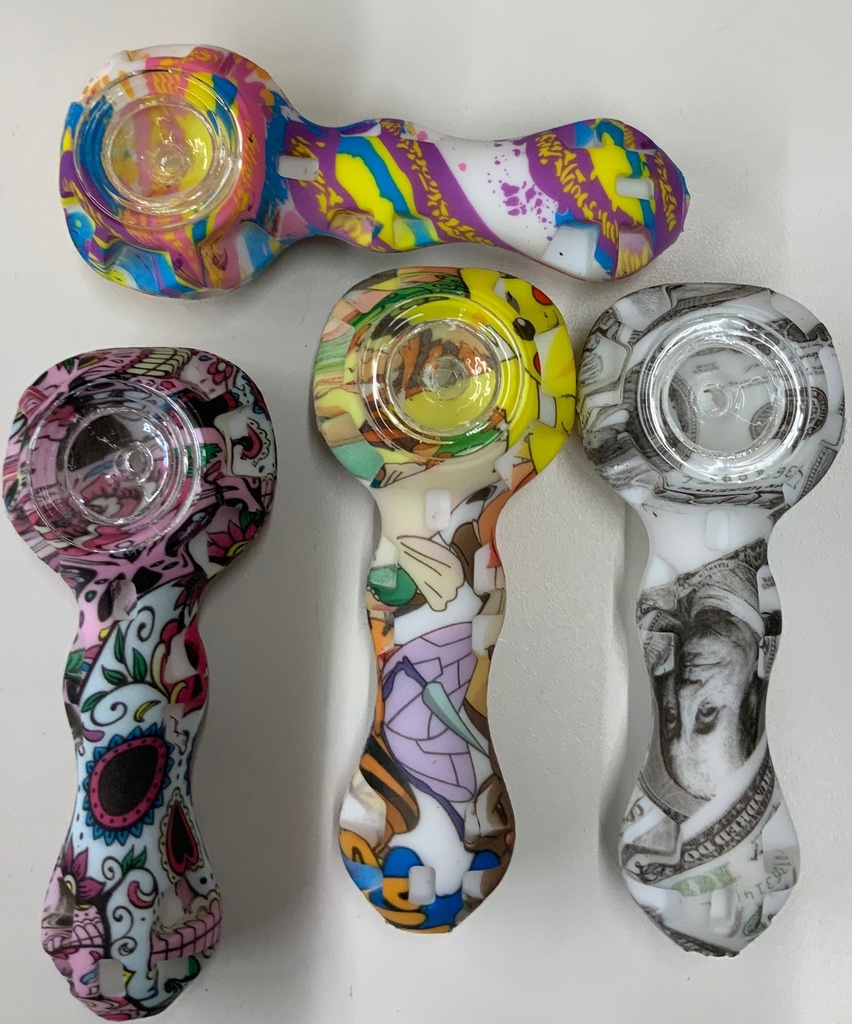 SILICON HAND PIPE WITH GL MIX COLOR