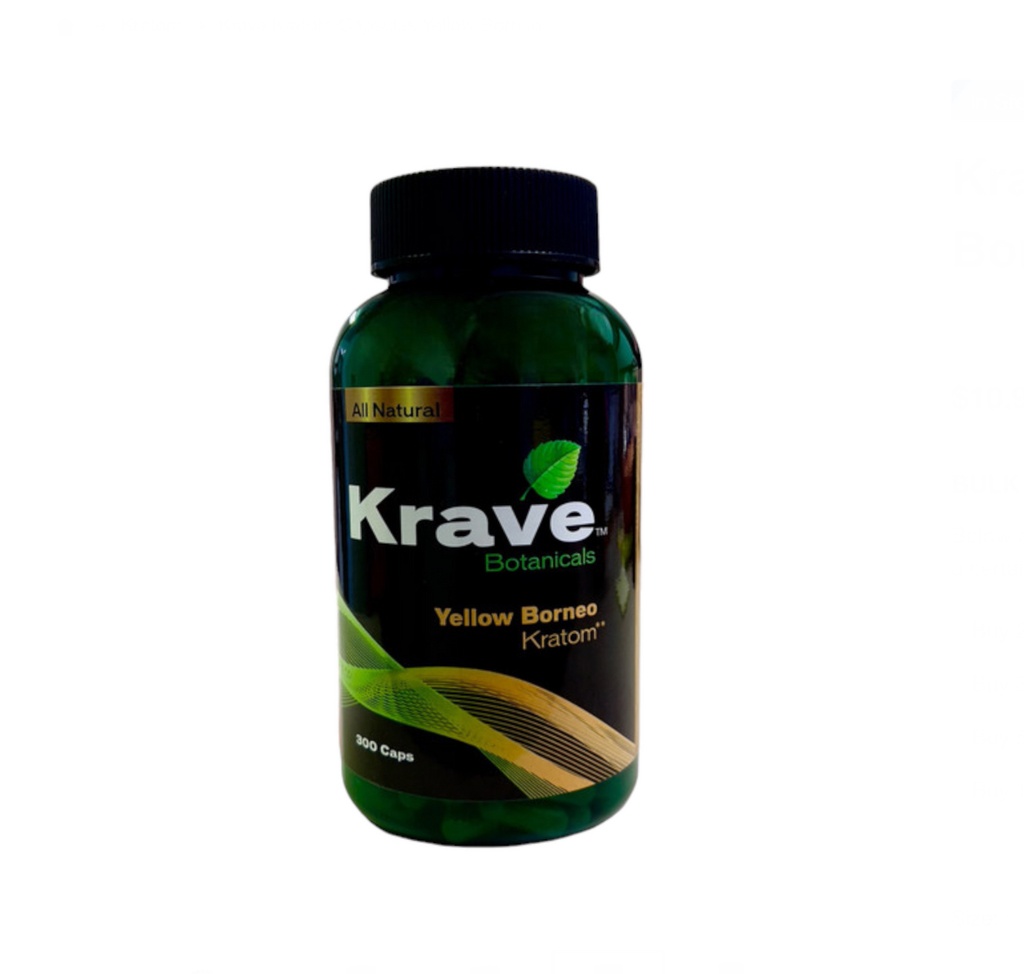 Krave Kratom Capsules Yellow Borneo 300ct