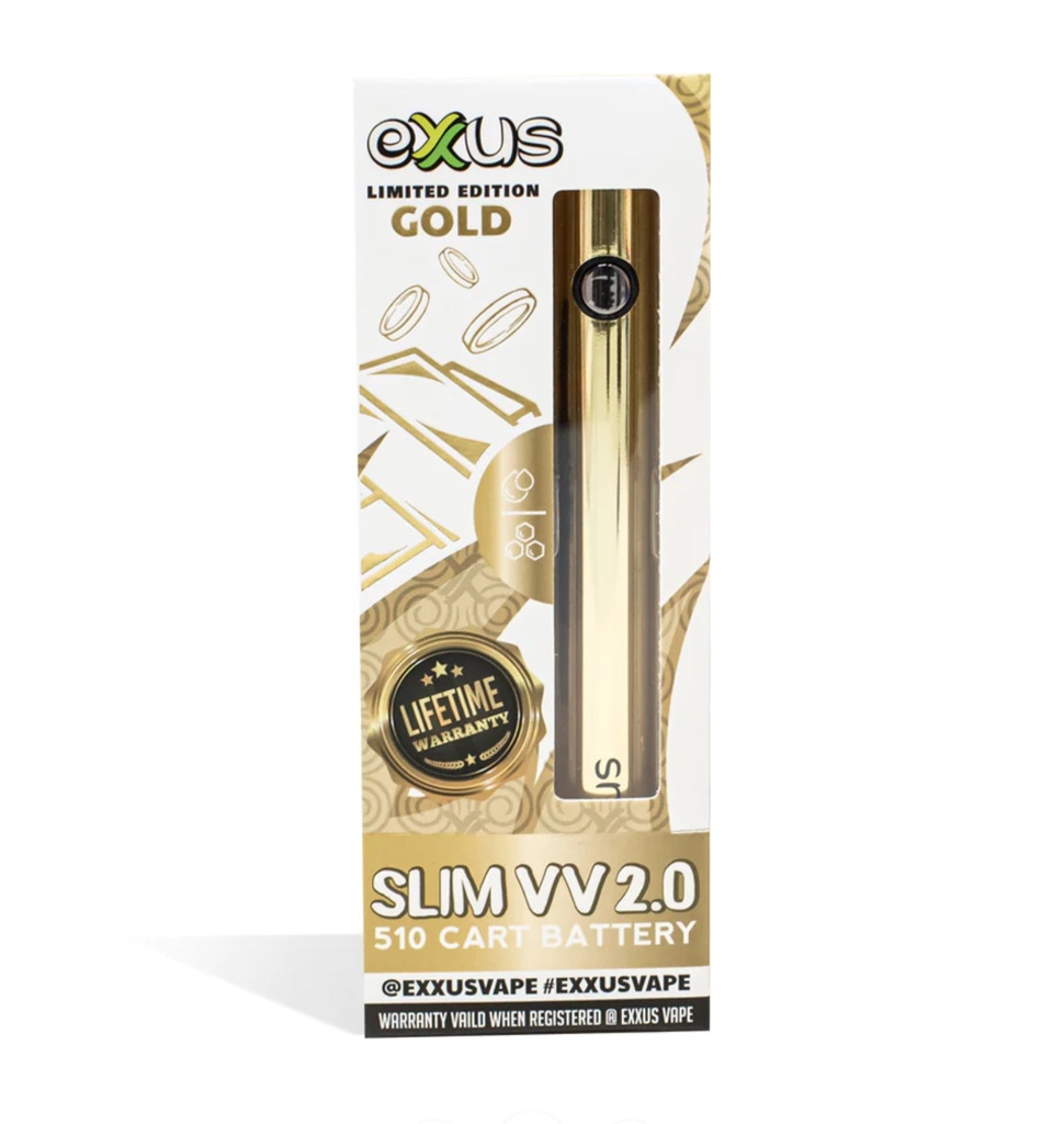 Exus Slim VV 2.0 Gold .510 Cartridge Battery. Single Piece.