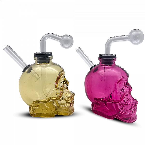 5 Glass Skull Head Rubber Slide Oil Water Bubbler OBB21 Mixed