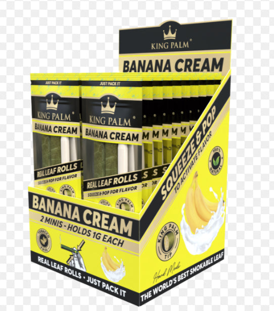 KING PALM BANANA CREAM 2 MINIS - HOLDS 1G EACH 20 POUCHES PER DISPLAY BOX