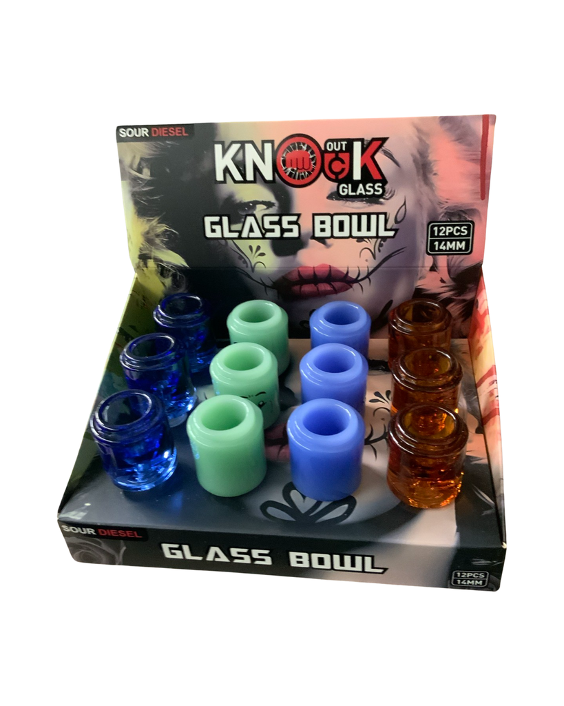 KNOCKOUT GLASS SOUR DIESEL BOWL 14MM STYLE 4 12PCS