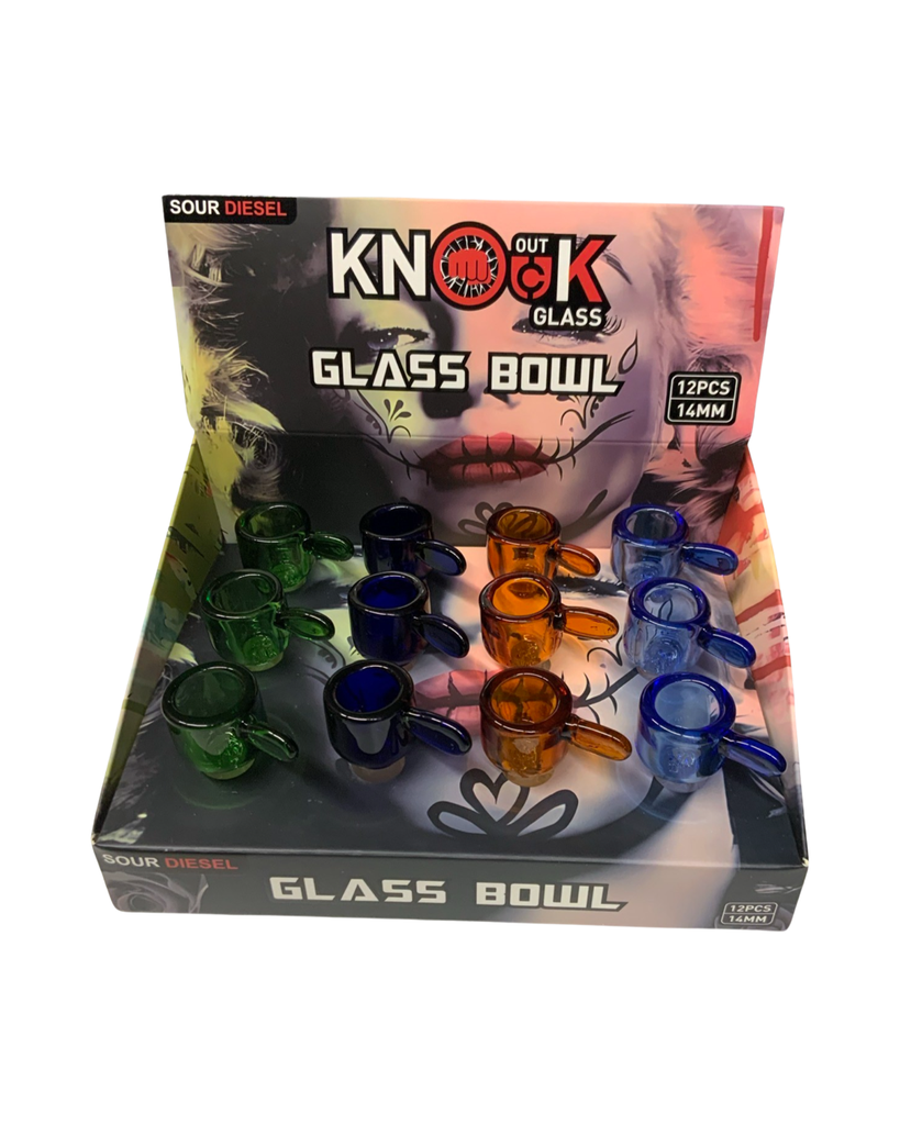 KNOCKOUT GLASS SOUR DIESEL BOWL 14MM STYLE 7 12PCS