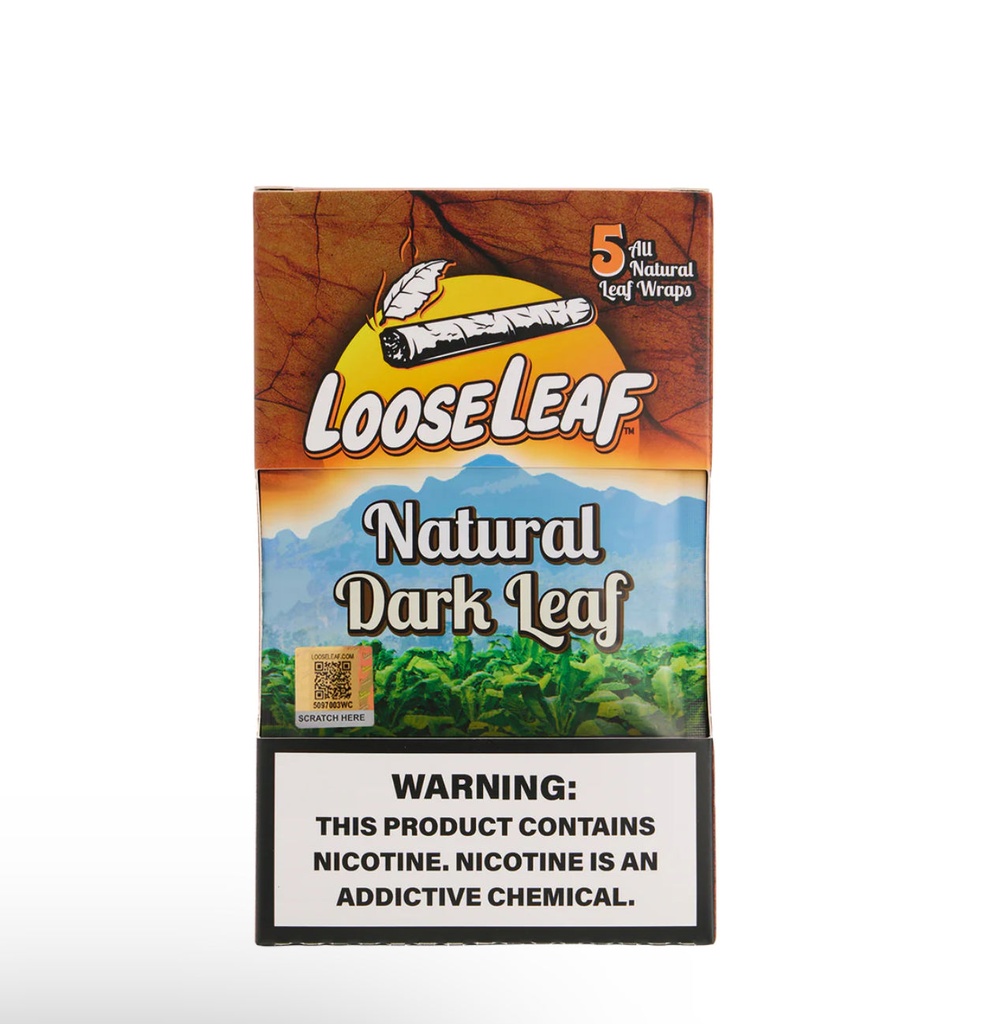 LOOSELEAF NATURAL DARK LEAF WRAPS. 8-5 packs (40 count)