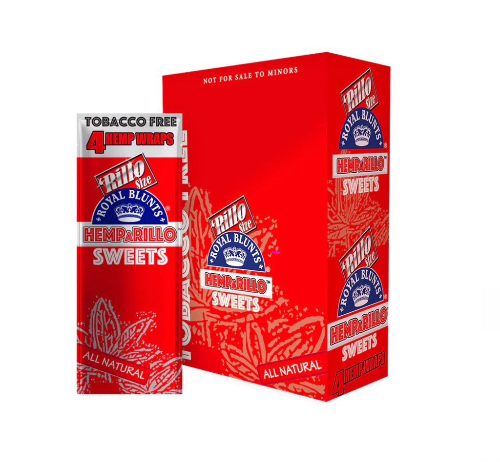 Royal Blunts Hemparillo Hemp Wraps - Sweets. 4-Wraps Per Pack. 15-Piece Box