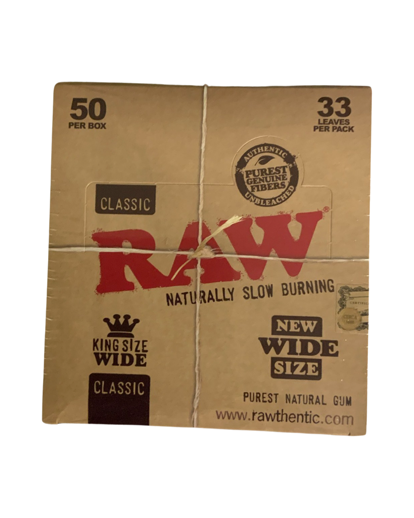 RAW Classic Naturally Slow Burning King Size Wide 33 LEAVES/PER PACK 50PCS/Box