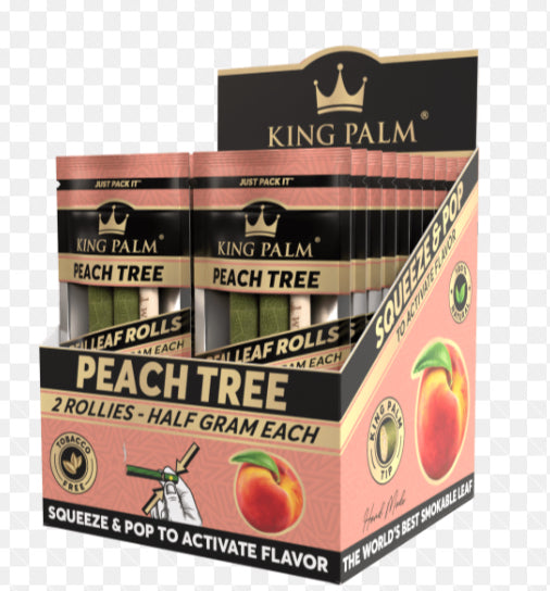 KING PALM PEACH TREE 2 ROLLIES - HALF GRAM EACH 20 POUCHES PER DISPLAY BOX