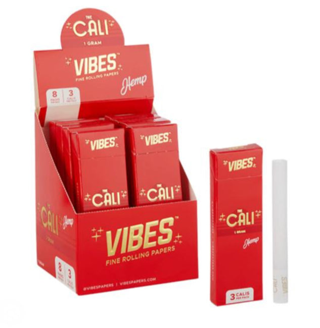 VIBES THE CALI 1 GRAM HEMP FINE ROLLING PAPERS 8 PACKS PER BOX 3 CALIS PER PACK