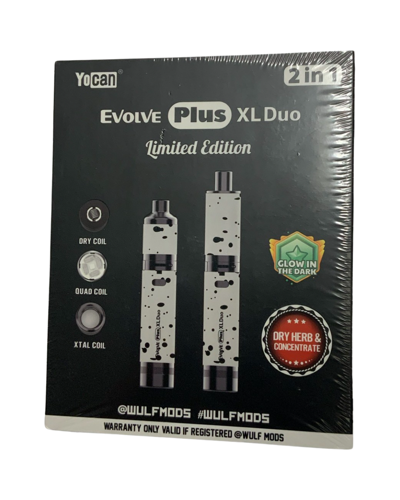 WULF MODS YOCAN EVOLVE PLUS XL DUO 2 in 1 VAPORIZER. Dry Herb & Concentrate. White-Black Spatter