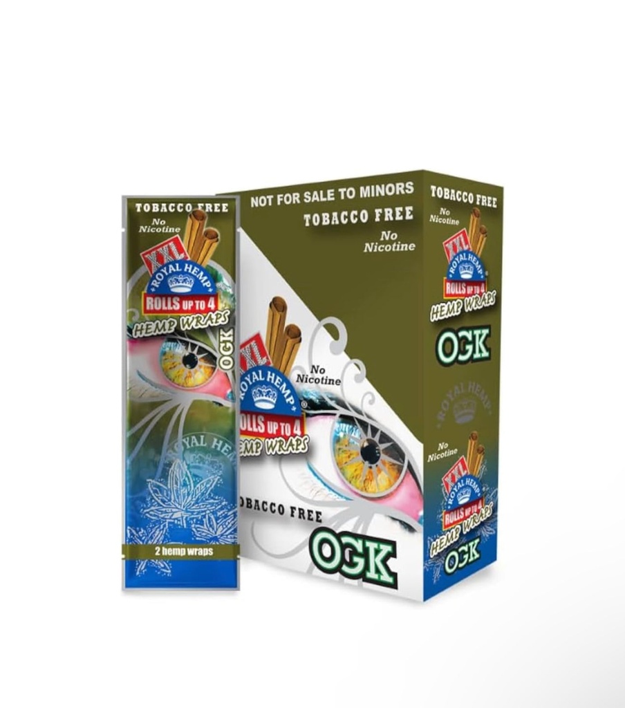 XXL - Natural Hemp Wraps - OGK - 2 Wraps Per Pack  25 Packs