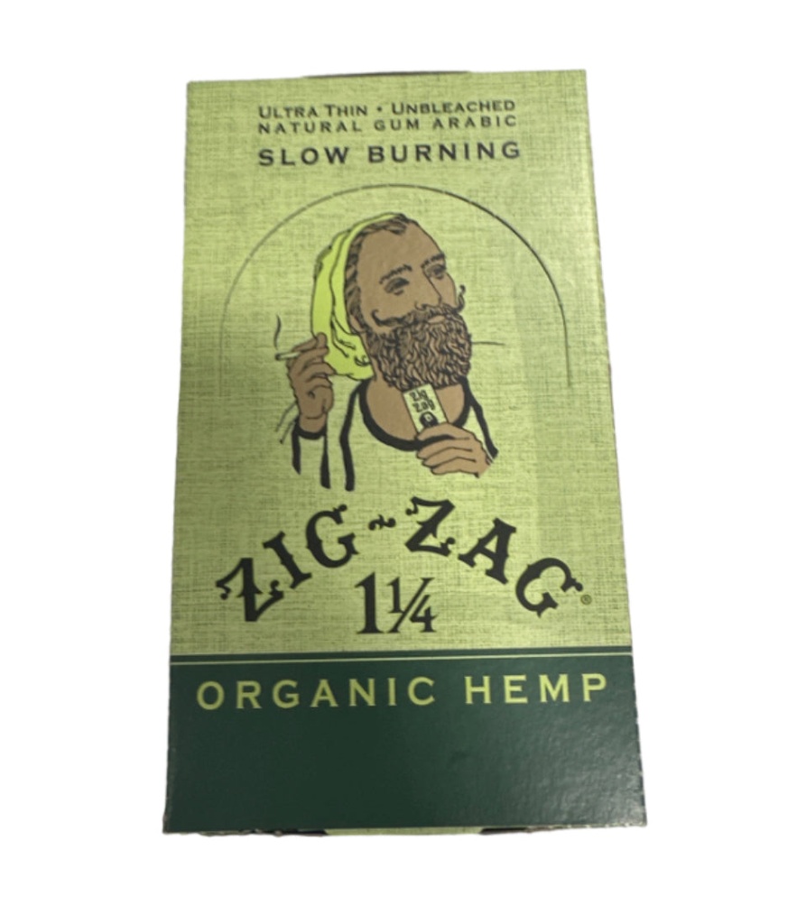 ZIG-ZAG ORGANIC HEMP ULTRA THIN UNBLEACHED NATURAL GUM ARABIC SLOW BURNING CIGARETTE PAPERS 1 1/4 size 24 BOOKLETS